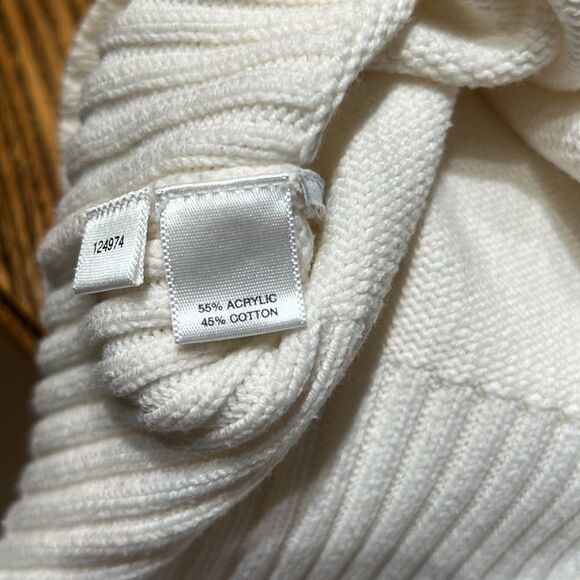 LOFT White Cable Knit Long Sleeve Large Collar Sweater size M - Picture 12 of 12